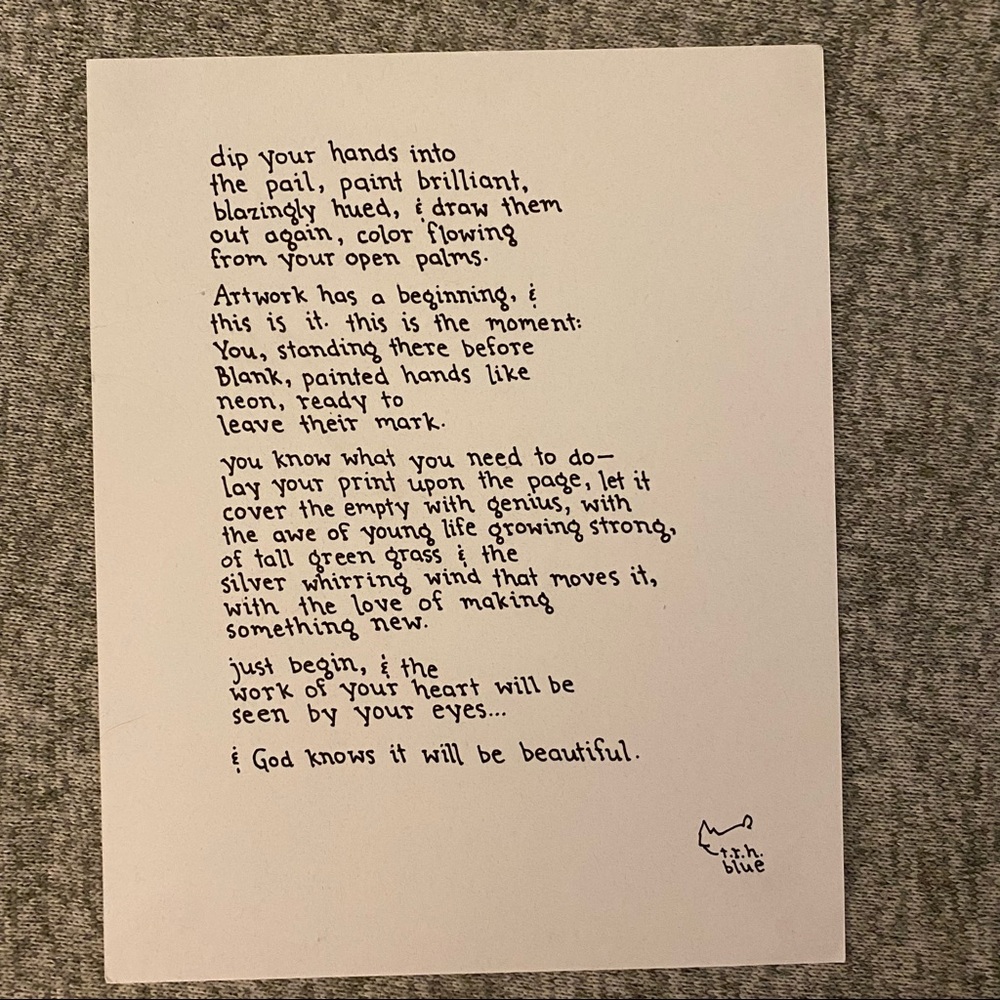 t.r.h. blue artwork // Poem art print